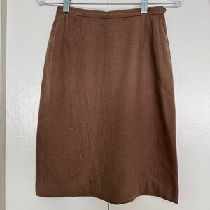 Mid Century Brown Wool Vintage Skirt